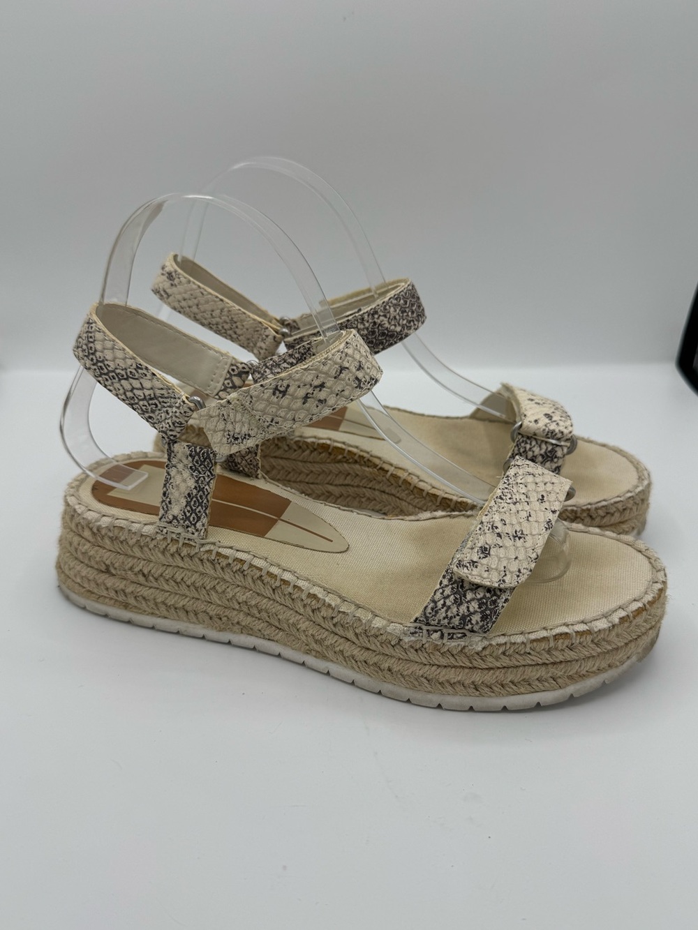Dolce Vita Myra Espadrille Wedge Strappy Sandal Snake Animal Platform Nude sz 9
